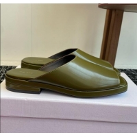 Best Price The Row Emi Mule in Polished Calfskin TR1403 Green 2025