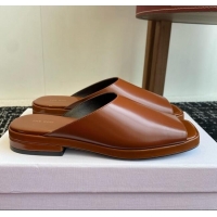 Luxury The Row Emi Mule in Polished Calfskin TR1404 Brown 2025