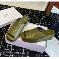 New Stylish The Row Emi Flatform Sandal in Polished Calfskin 5.5cm Heel TR1405 Green 2025