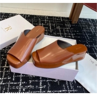 Newest 2015 The Row Emi Flatform Sandal in Polished Calfskin 5.5cm Heel TR1406 Brown 2025