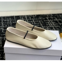 New Product The Row Elastic Ballet Slipper in Supple Calfskin TR1408 White 2025