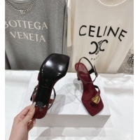 Classic The Row Calfskin Leather Sandals 7.5cm Heel TR052808 Burgundy 2025