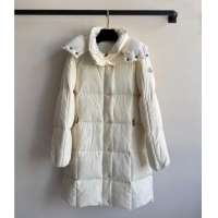 Buy Classic Moncler Quilted Long Down Jacket M091843 White 2025