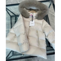 Low Cost Moncler A-Shaped Down Jacket with Fox Fur 1014 White 2025