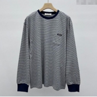Top Grade Miu Miu Cotton Long T-Shirt MM101415 Grey/Black 2025
