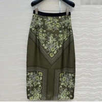 Affordable Price Gucci Silk Skirt GG101501 Green 2025