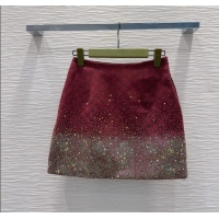 Grade Design Gucci GG and Cotton Padded Mini Skirt with Strass 1015 Red 2025