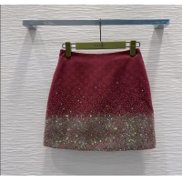 Grade Design Gucci GG and Cotton Padded Mini Skirt with Strass 1015 Red 2025