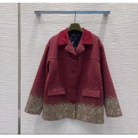 Super Quality Gucci GG and Cotton Padded Jacket with Strass 1015 Red 2025