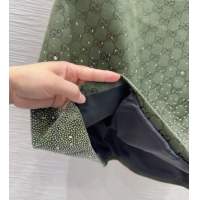Famous Brand Gucci GG and Cotton Padded Dress with Strass 1015 Green 2025