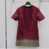 Well Crafted Gucci GG and Cotton Padded Dress with Strass 1015 Red 2025