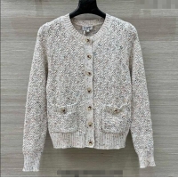 Super Quality Chanel Cashmere Blend Knit Cardigan 0620 White 2025