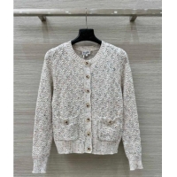 Super Quality Chanel Cashmere Blend Knit Cardigan 0620 White 2025