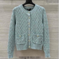 ​Top Quality Chanel Cashmere Blend Knit Cardigan 0620 Green 2025