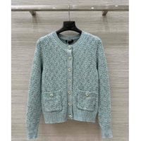 ​Top Quality Chanel Cashmere Blend Knit Cardigan 0620 Green 2025