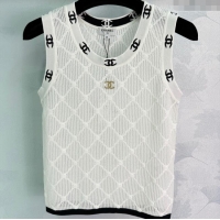 ​Top Quality Chanel Knit Vest with CC Charm 0620 White 2025