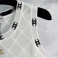 ​Top Quality Chanel Knit Vest with CC Charm 0620 White 2025