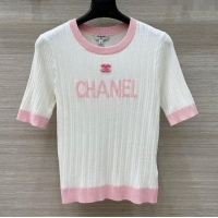 ﻿Famous Brand Chanel Silk Cotton Knit Top 0620 White 2025