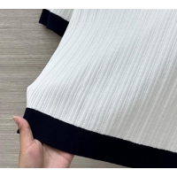 Promotional Chanel Silk Cotton Knit Top 0620 White/Black 2025