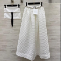 Inexpensive Chanel Knit Skirt with Chain 0704 White 2025
