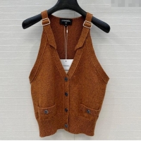 Most Popular Chanel Wool Knit Vest with Buckle 0704 Yellow/Brown 2025