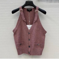 Hot Sell Cheap Chanel Wool Knit Vest with Buckle 0704 Pink 2025