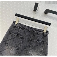 Super Quality Chanel Denim Skirt with Camellia 0704 Black 2025