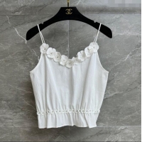 Hot Sell Cheap Chanel Cotton Blend Vest with Blossom 0704 White 2025