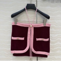 Top Quality Chanel Cashmere Knit Short Vest 0716 Dark Burgundy 2025