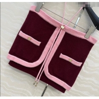 Top Quality Chanel Cashmere Knit Short Vest 0716 Dark Burgundy 2025