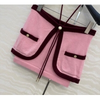 Traditional Discount Chanel Cashmere Knit Short Vest 0716 Pink 2025