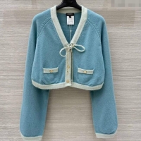 Grade Quality Chanel Cashmere Knit Cardigan 0716 Blue 2025