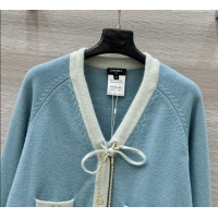 Grade Quality Chanel Cashmere Knit Cardigan 0716 Blue 2025