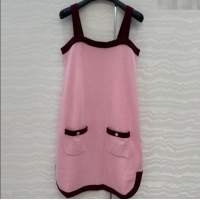 Luxury Cheap Chanel Cashmere Knit Dress 0716 Pink 2025