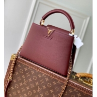 Top Quality Louis Vuitton Capucines BB Bag in Taurillon Leather M25893 Burgundy 2025