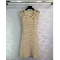 Best Price Chanel Wool Blend Crochet Dress 0716 Beige 2025