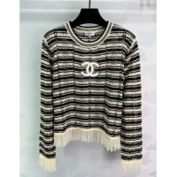 ​Best Price Chanel Wool Blend Sweater with Fringe 0716 Black 2025
