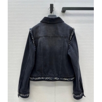 Best Price Chanel Denim Jacket with Braided Trim 0717 Black 2025