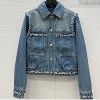 Super Quality Chanel Denim Jacket with Braided Trim 0717 Blue 2025