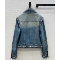 Super Quality Chanel Denim Jacket with Braided Trim 0717 Blue 2025