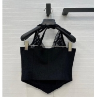 Reasonable Price Chanel Lace and Tweed Vest 0717 Black 2025