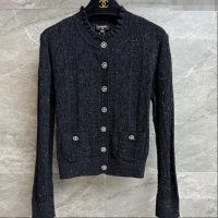 Buy Grade Chanel Cashmere Cardigan 0717 Black 2025