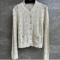 Luxury Cheap Chanel Cashmere Cardigan 0717 White 2025