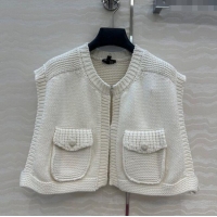 Super Quality Chanel Knit Short Vest 0717 White 2025