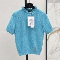 ​Super Quality Chanel Knit Top CH072412 Blue 2025