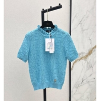 ​Super Quality Chanel Knit Top CH072412 Blue 2025