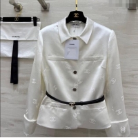 Best Price Chanel CC Allover Jacket 0728 White 2025