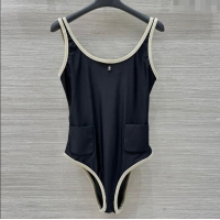​Buy Discount Chanel Stretch Jersey Swimsuit CH8602 Black/Beige 2025