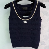 ​Top Design Chanel Wool Knit Vest with Chain 0814 Black 2025