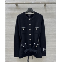 Best Grade Chanel Cashmere Long Cardigan 0814 Black 2025